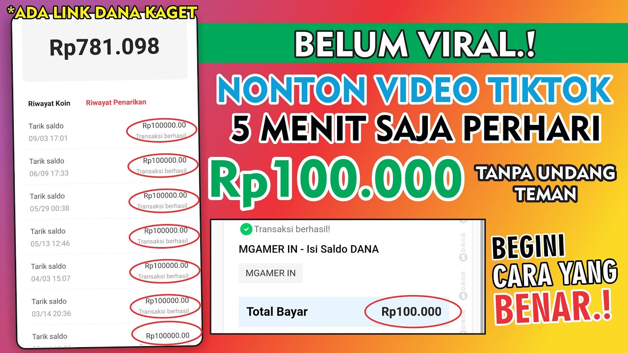 Aplikasi Penghasil Saldo DANA Paling Banyak Diburu, Cuma Nonton Video 5 Menit Dibayar Rp100.000 Setiap Hari