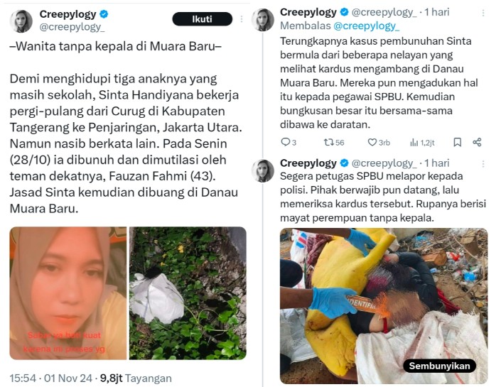 Cuitan Akun Creepylogi, Ungkap Kasus Penemuan Mayat Tanpa Kepala Dihabisi Teman Dekat Sendiri