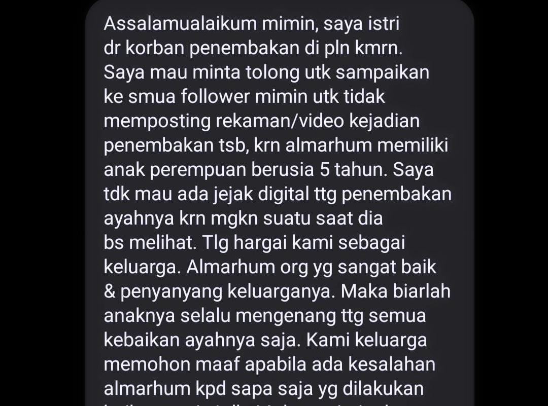 Istri Korban Penembakan di Sekayu Muba Beri Pesan Menyayat Hati, Perhatikan Kondisi Psikis Sang Anak