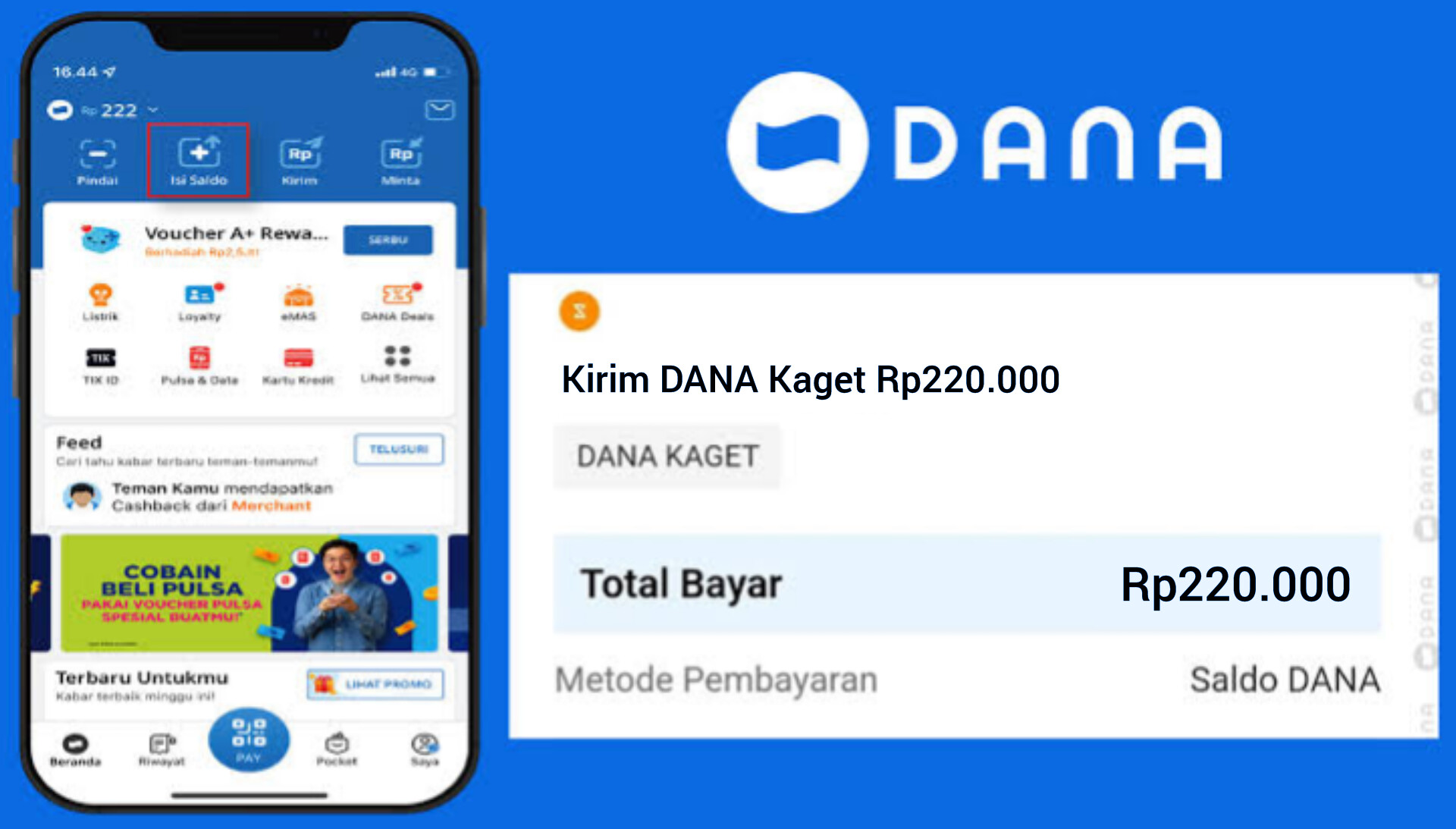 Berikut Ini Cara Mudah Cairkan Saldo Gratis Senilai Rp220.000 Lewat Fitur DANA Kaget, Wajib Coba!