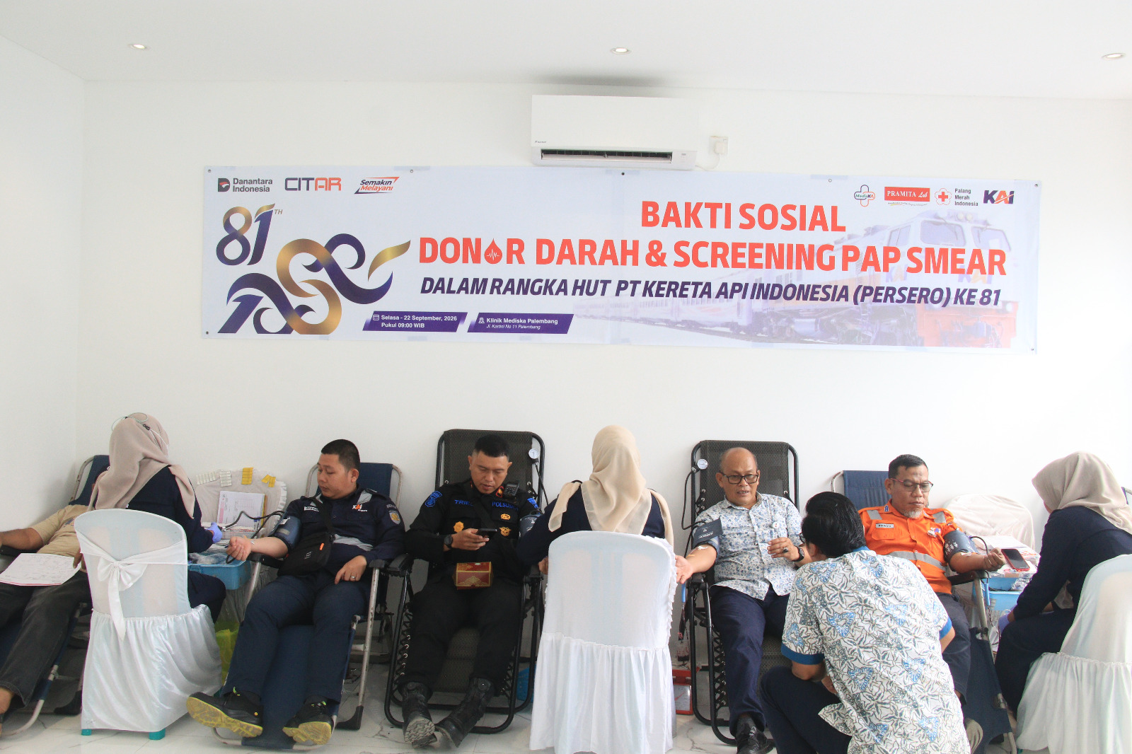 KAI Divre III Palembang dan PMI Kolaborasi Bakti Sosial, Kumpulkan 154 Kantong Darah