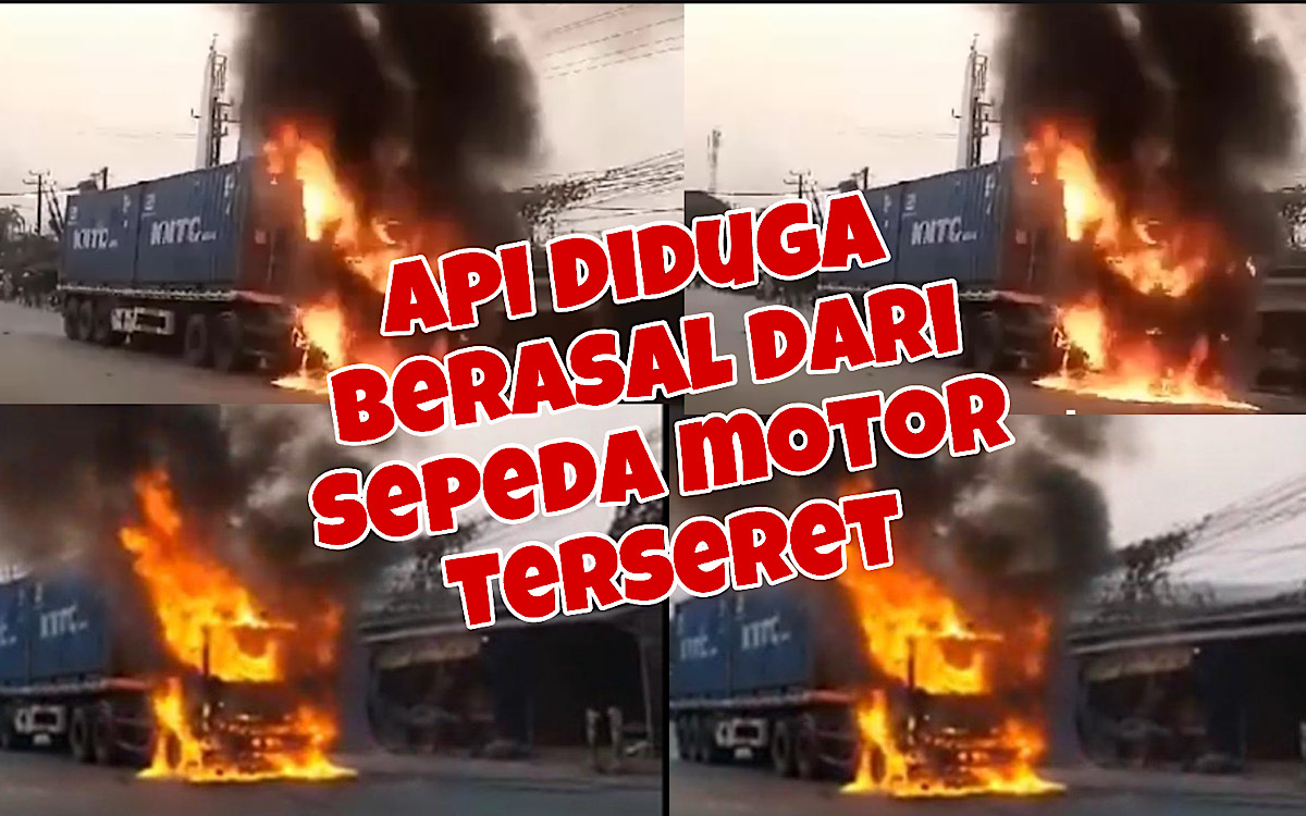 Tabrak Pemotor Sopir Truk Langsung Kabur, Sialnya Saat Sepeda Motor Terseret Minyak Tumpah Membakar Habis Truk