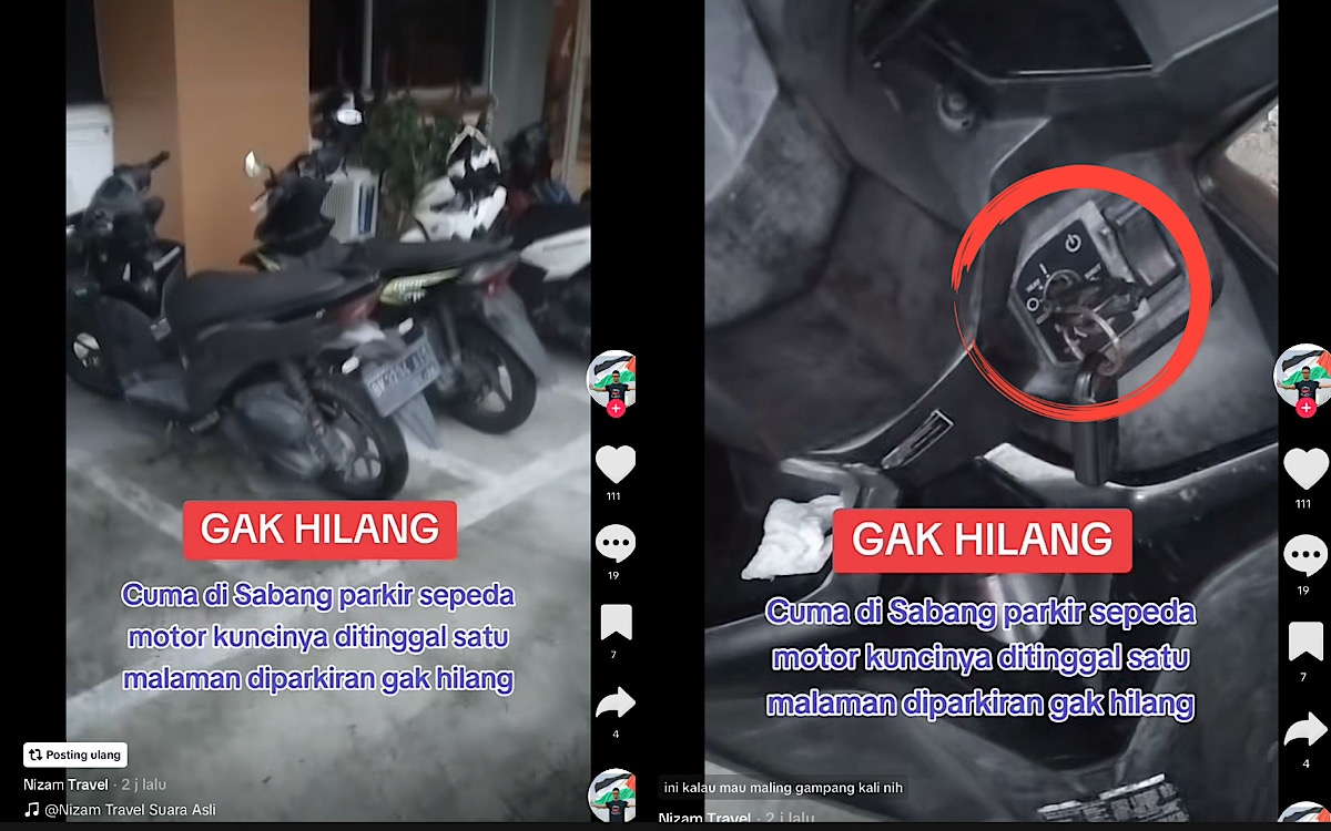 Di Sabang Aceh Banyak Sepeda Motor Parkir Dengan Kunci Masih Tertancap Semalaman Tidak Hilang Dicuri Orang 