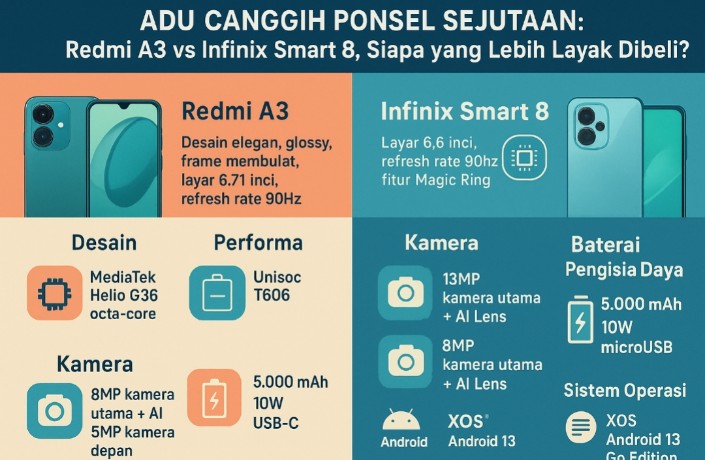 Adu Canggih Ponsel Sejutaan: Redmi A3 vs Infinix Smart 8, Siapa yang Lebih Layak Dibeli?