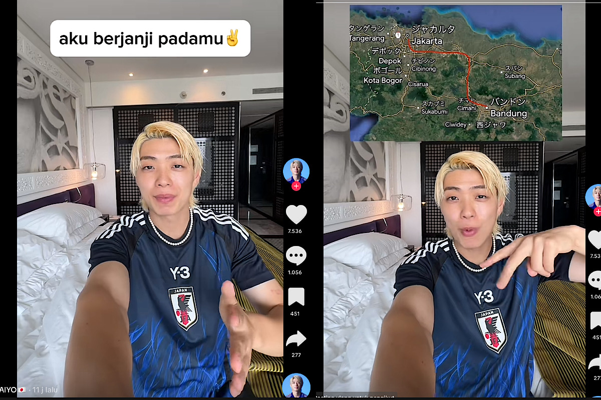 TikToker Jepang Janji Jalan Kaki Bandung-Jakarta Jika Timnas Negaranya Kalah
