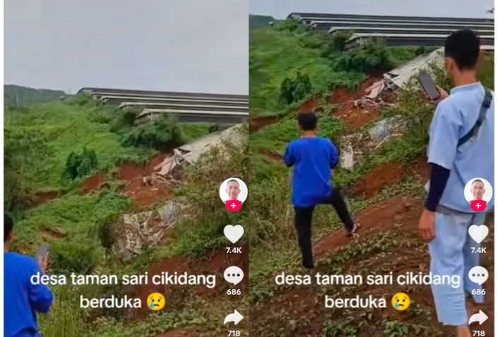 Cikadang Jawa Barat Kembali Berduka, Terekam Detik-Detik Musibah Longsor Hantam Bangunan Ternak Ayam