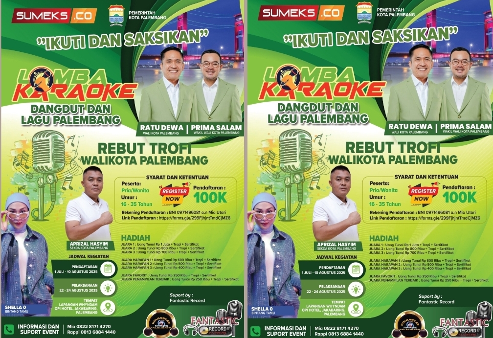 Ayo Ikuti dan Saksikan! Lomba Karaoke Dangdut dan Lagu Palembang, Rebut Trofi Wako Palembang, Ini Hadiahnya