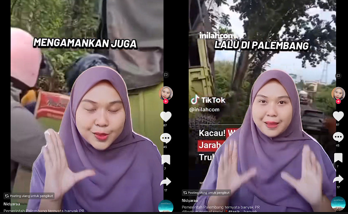 Wanita Ini Ngotot Truk Kecelakaan Dijarah Lokasinya di Palembang, Padahal Konten Kreator Lain Sudah Minta Maaf