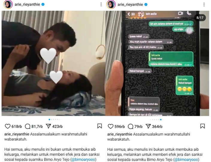 Selebgram Arie Sebarkan Chat Mesum Suaminya Bimo Aryo dengan Selingkuhan, Isinya Bikin Melongo! 