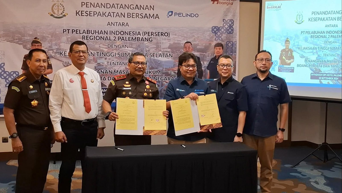 Pelindo Regional 2 Palembang dan Kejati Sumsel Tandatangani Kesepakatan Bersama untuk Penanganan Masalah Hukum