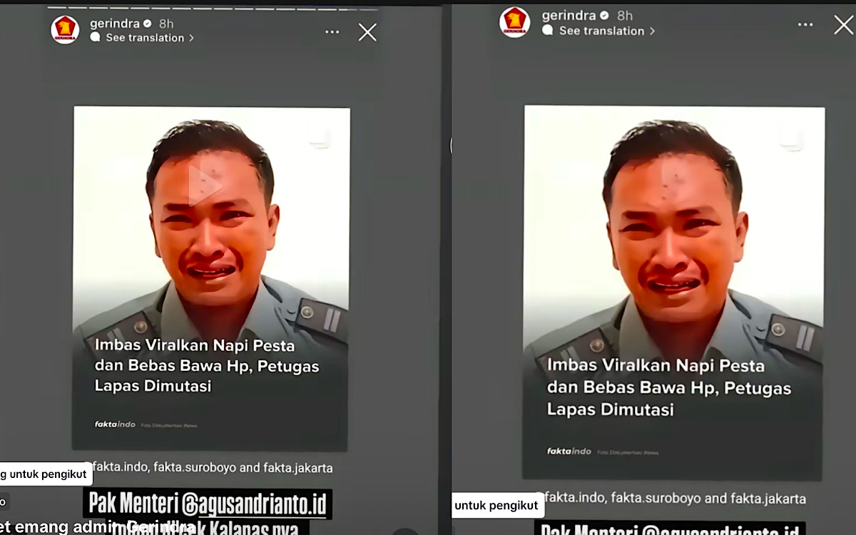 Gercep, Respon Aduan Eks Petugas Lapas Tanjung Raja Admin Gerindra Dinilai Tokcer Jadi Sentra Aduan Wong Cilik