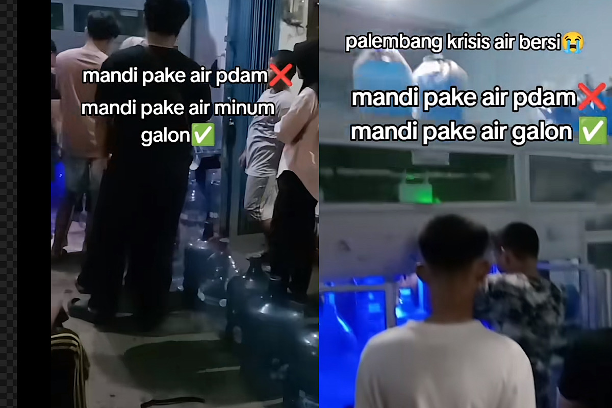 ALAMAK, PDAM Masih Mampet Warga Palembang Mandi Pakai Air Galon