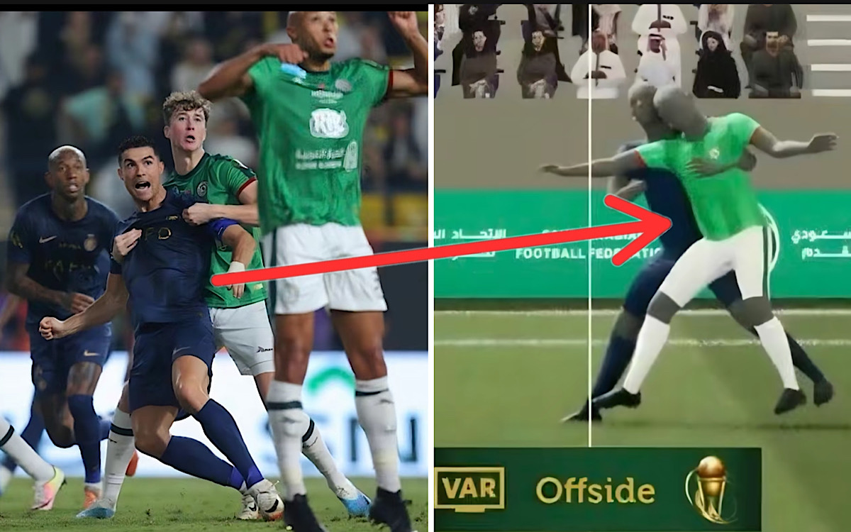 KOCAK! Terekam Kamera VAR Ronaldo Off Side ‘Ganti Baju’, Gol Al Nassr Dianulir dan Talisca Kena Kartu Merah  