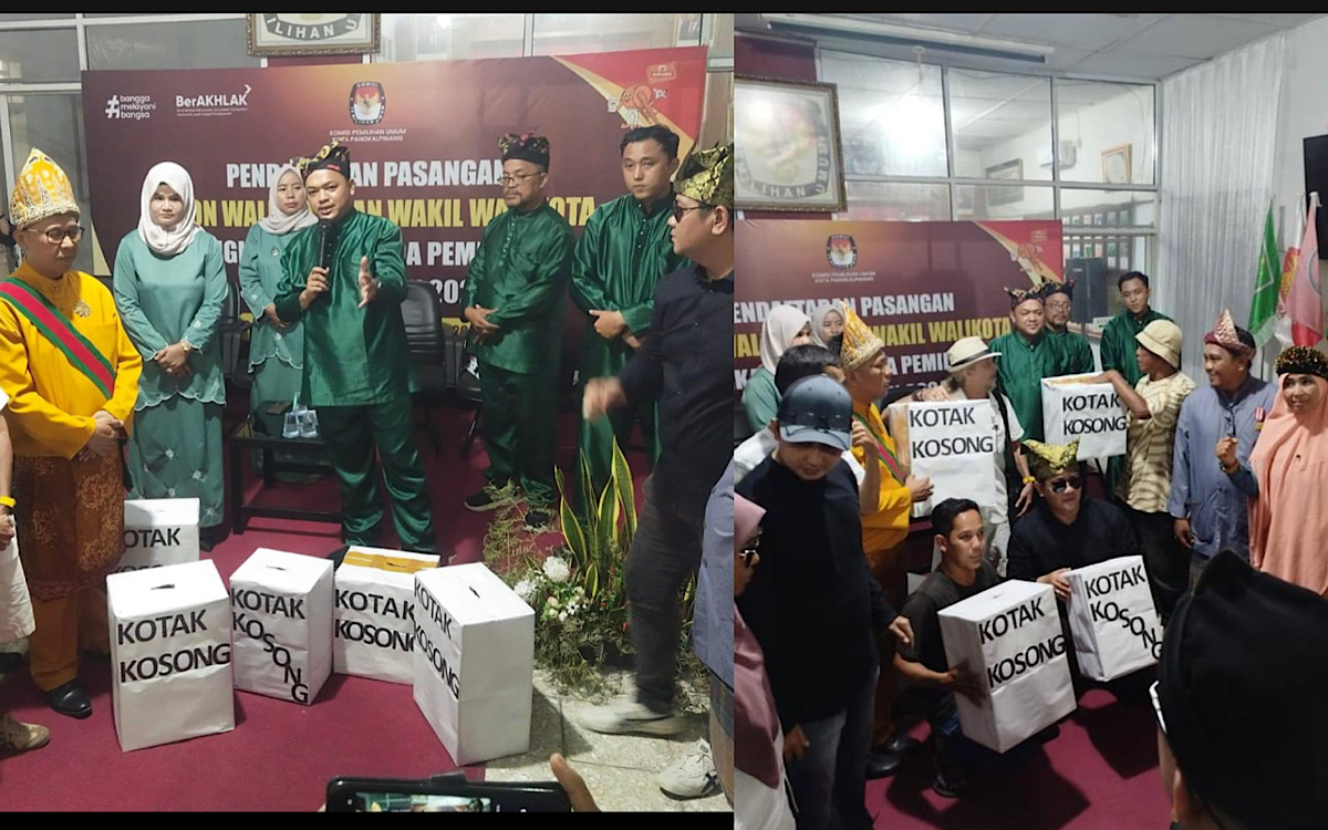 Kocak, Warga Pangkalpinang Kasihan Kotak Kosong Tak Bisa Daftar Sendiri, Jadi Diantar Rama-ramai ke KPU