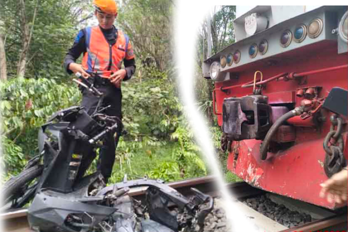 NGERI, 2 Pemotor Terseret Kereta Api 1 Km Tak Tahu Perlintasan KA Tanpa Palang Pintu