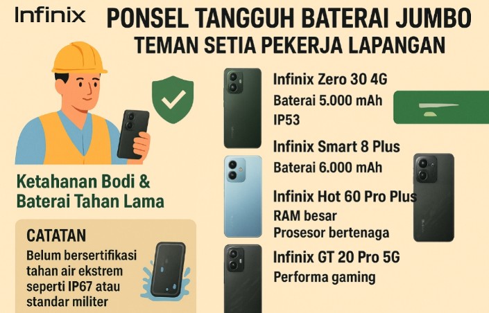 Infinix Telurkan Ponsel Sertifikasi Militer dengan Baterai Jumbo, Teman Setia Pekerja Lapangan