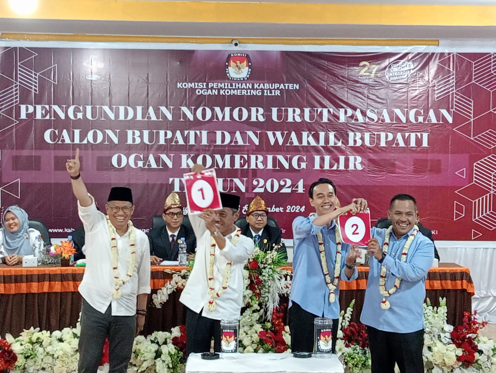 Ini Nomor Urut Paslon Bupati dan Wakil Bupati OKI, JADI 1 dan MURI 2