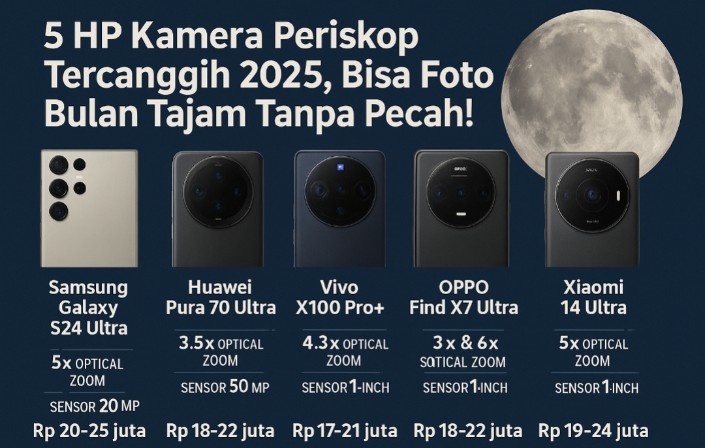5 HP Kamera Periskop Tercanggih 2025, Bisa Foto Bulan Tajam Tanpa Pecah