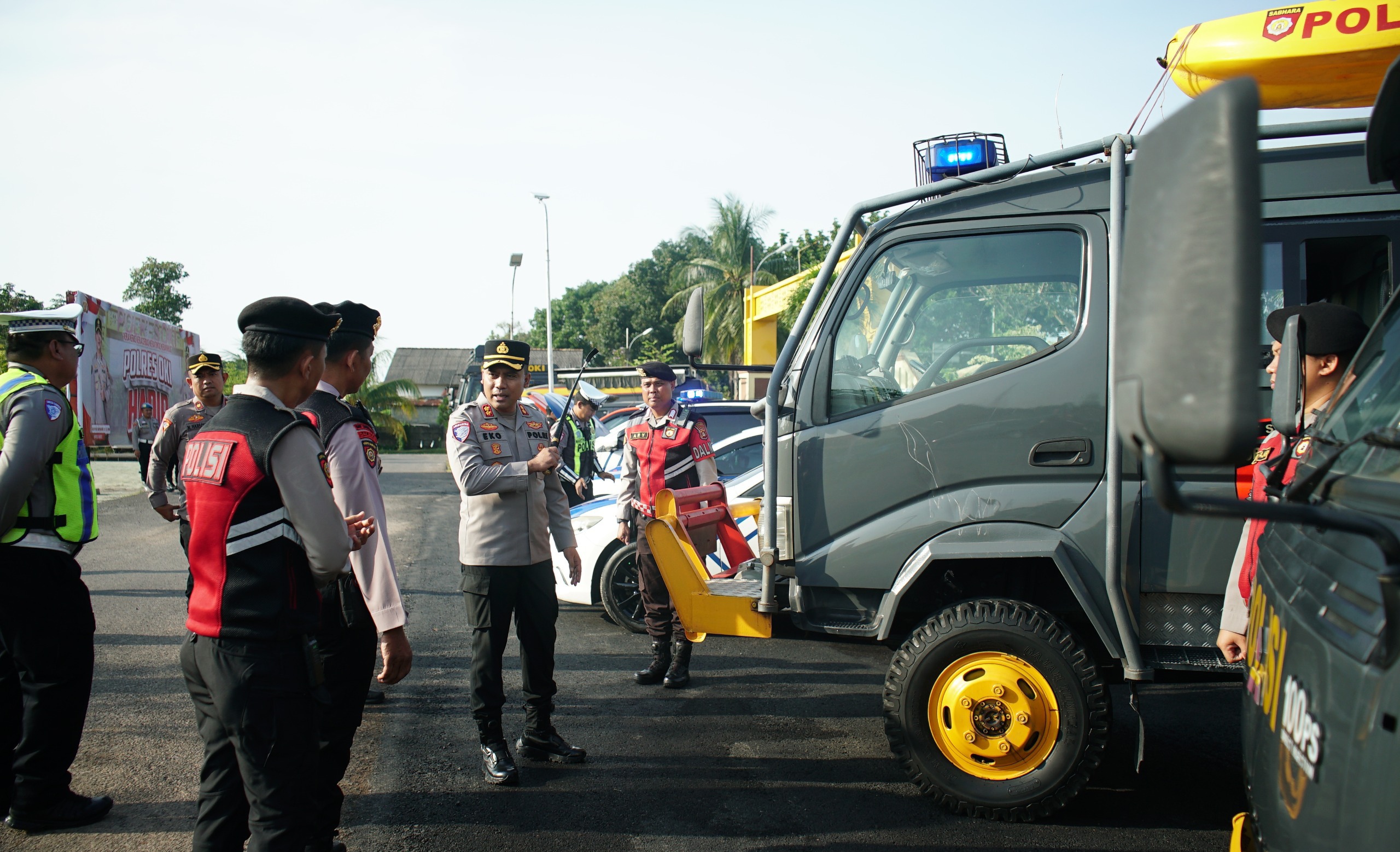 Jelang Ops Ketupat Musi 2026 Polres OKI Gelar Apel Pengecekan Ranmor Dinas