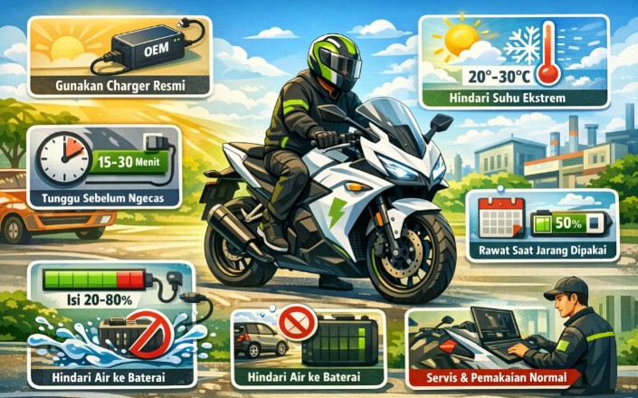 Lakukan Cara Sederhana Ini, Baterai Motor Listrik Bisa Awet Seumur Hidup