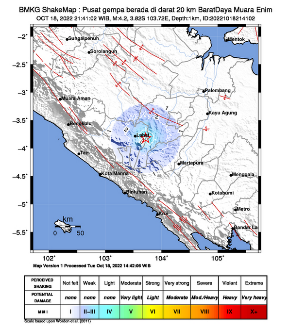 Gempa 4.2 Magnitudo Guncang Muara Enim