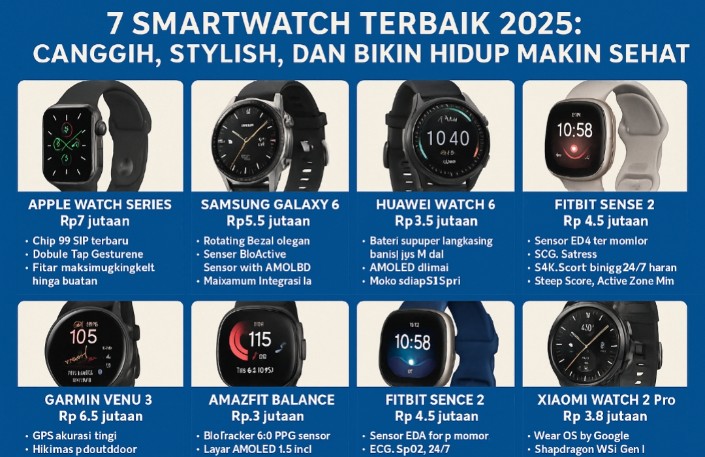 Inilah Rekomendasi 7 Smartwatch Terbaik 2025: Canggih, Stylish, dan Bikin Hidup Makin Sehat