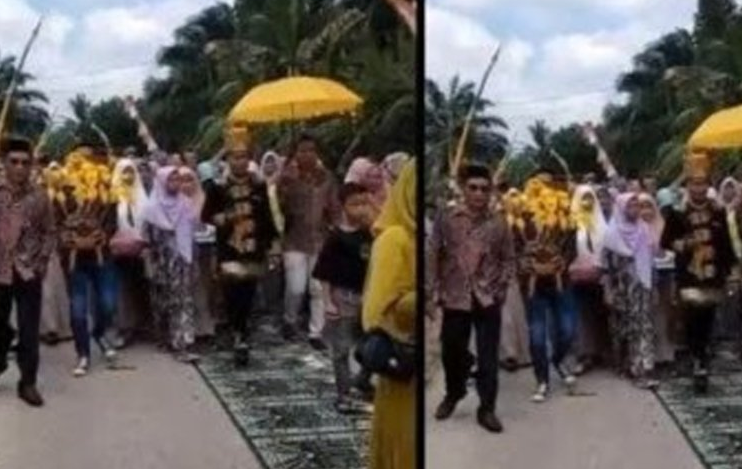 Tak Ada Karpet, Sajadah Masjid Jadi Alas Jalan Pengantin di Aceh, Netizen: Astagfirullah, Berdosa Banget