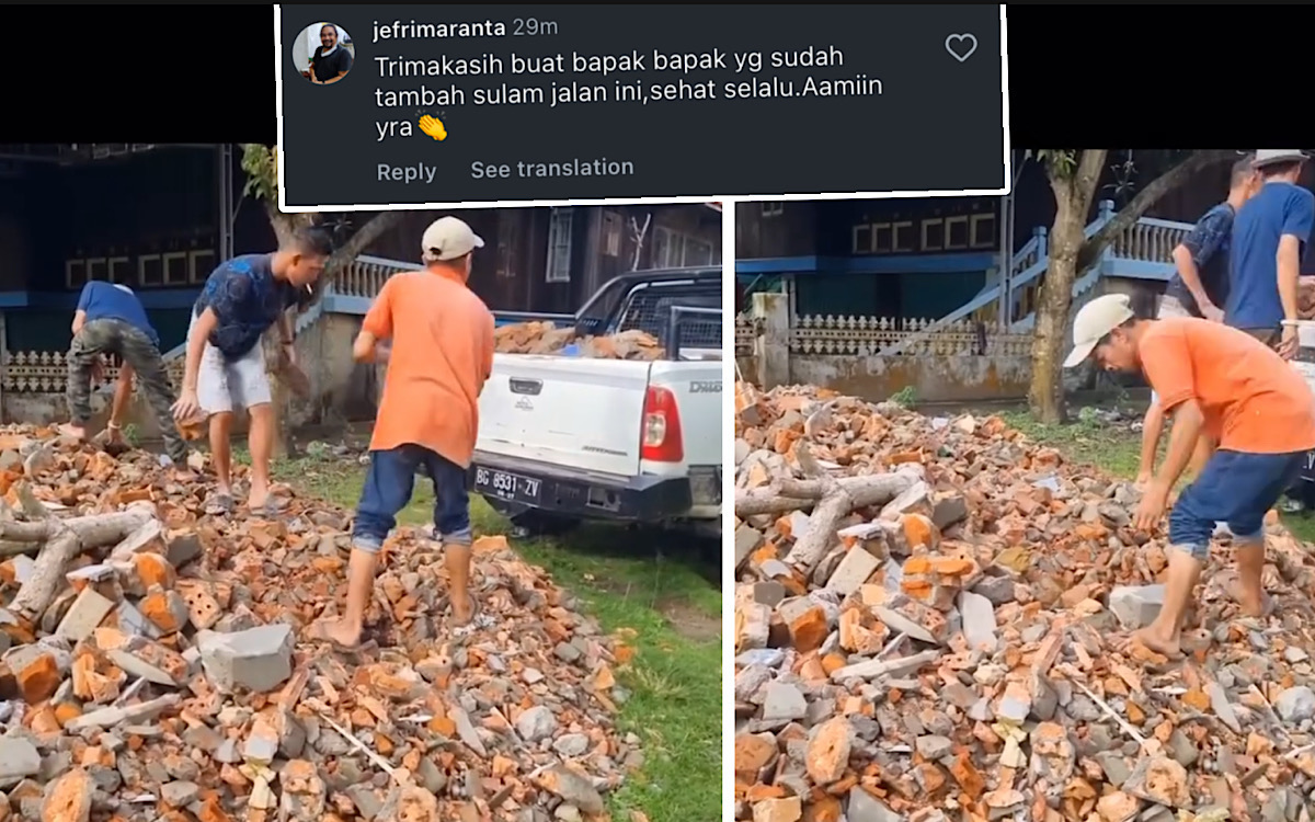 Perbaikan Mandiri Jalan Tanjung Batu Ogan Ilir Hanya ‘Tambal Sulam’ Tapi Tetap Makasih Buat Bapak-bapak Peduli