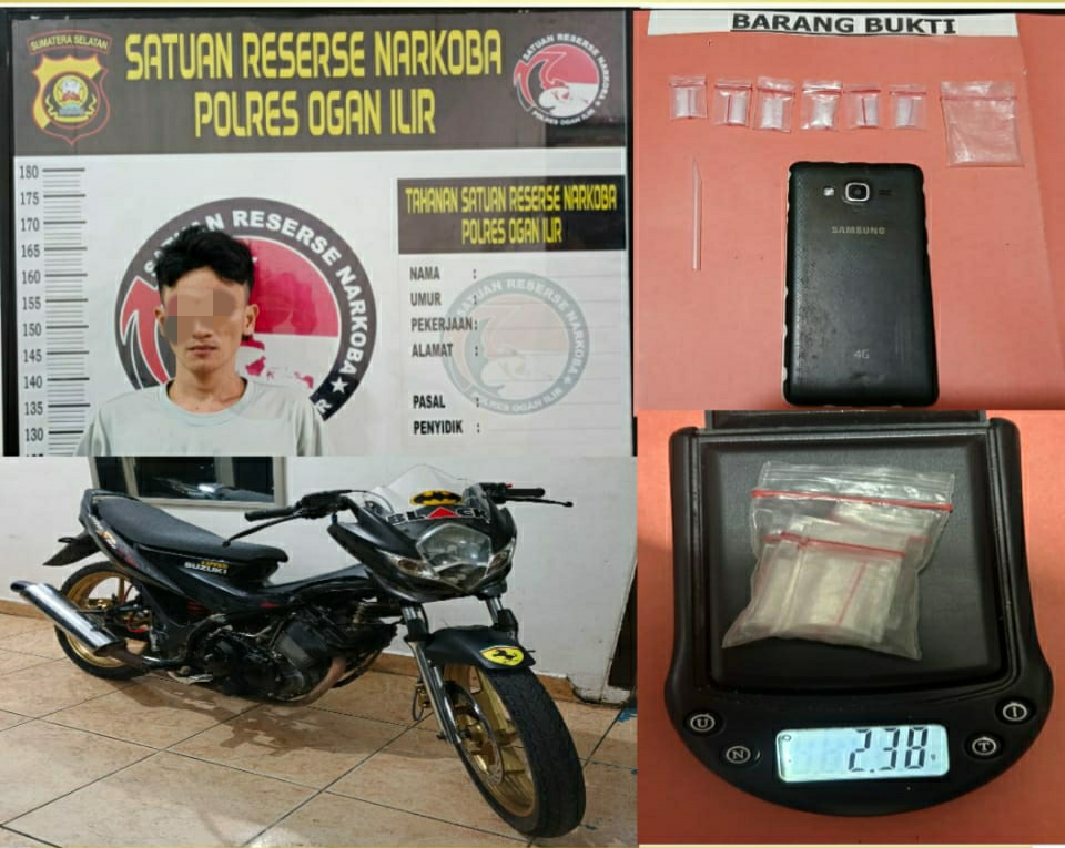 Sat Res Narkoba Polres Ogan Ilir Tangkap Pengedar Sabu di Tanjung Raja, Amankan 2,38 Gram Barang Bukti