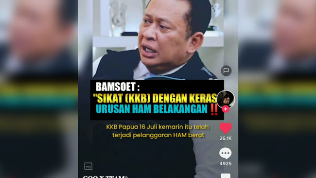 VIRAL! Bamsoet Dukung Tindak Tegas KKB, HAM Belakangan, Selamatkan Rakyat. 