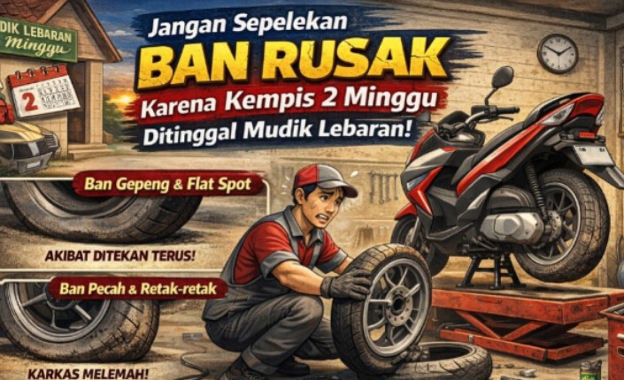 Sering Disepelekan, Ternyata Ini Bahaya Ban Motor Rusak Ditinggal Mudik Lebaran 2 Minggu