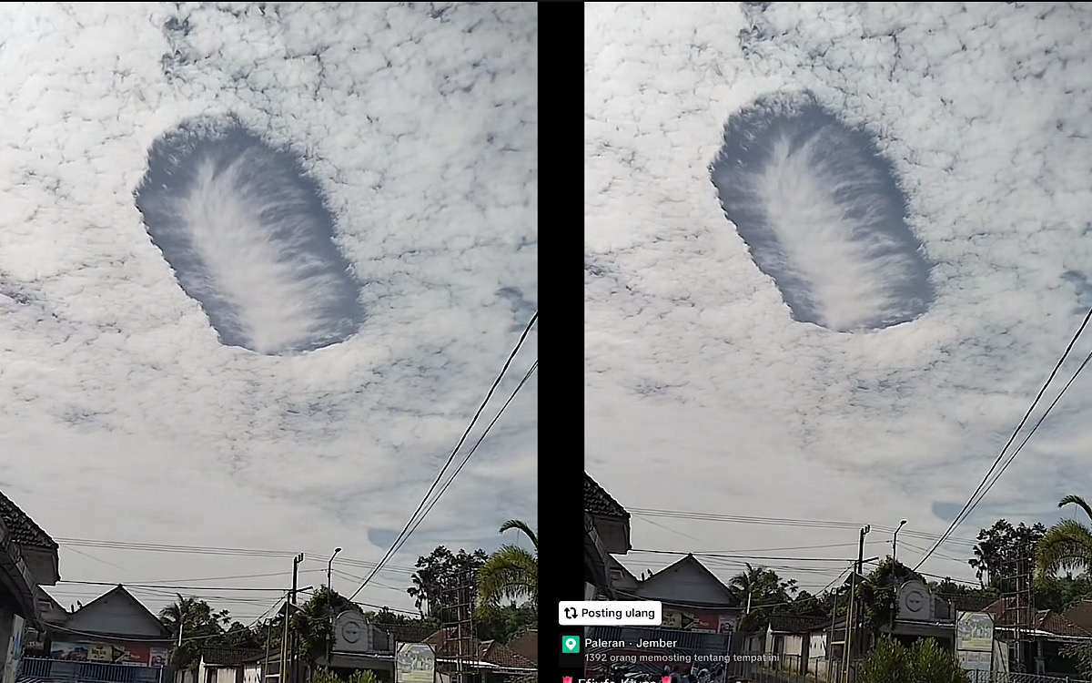 Bikin Takjub Bentukan Awan Tak Biasa di Langit Jember, Ada yang Menyebut Fallstreak Tapi Kok Kayak Kuburan?