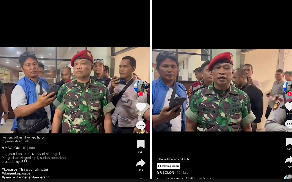 Viral Pria Berseragam TNI Kenakan Baret Merah Kopassus Disidang di PN Tangerang: ‘Saya Anggota TNI Aktif’ 