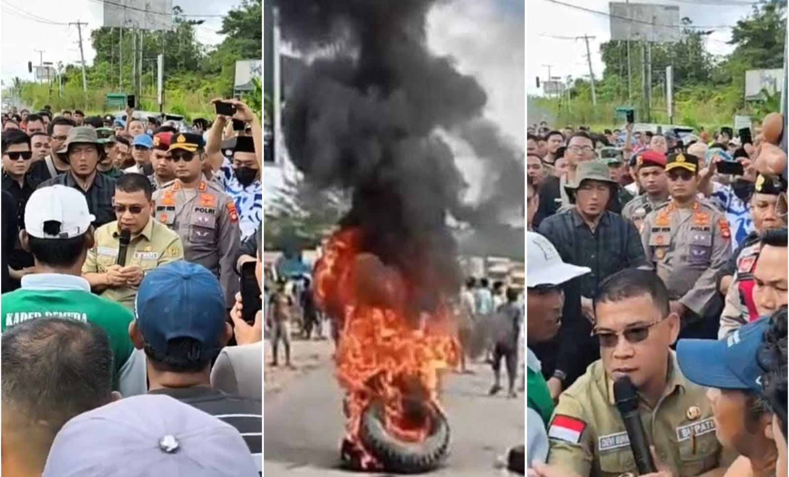 Tolak Tambang Emas Ilegal, Ribuan Massa Blokir Jalinsum Muratara, Bupati Datang Sempat Ricuh