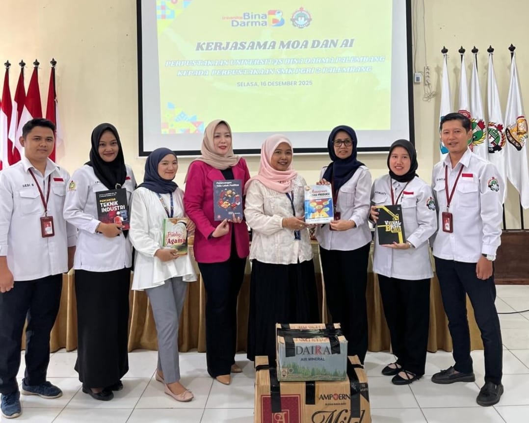 Perkuat Budaya Literasi, Perpustakaan UBD Teken MoA dengan SMK PGRI 2 Palembang