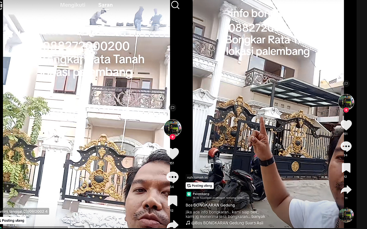 Salfok Rumah Mewah di Palembang Dibongkar, Netizen: ‘Yang Buruk Saro Nak Bagusi, Ini La Bagus Dibongkar’