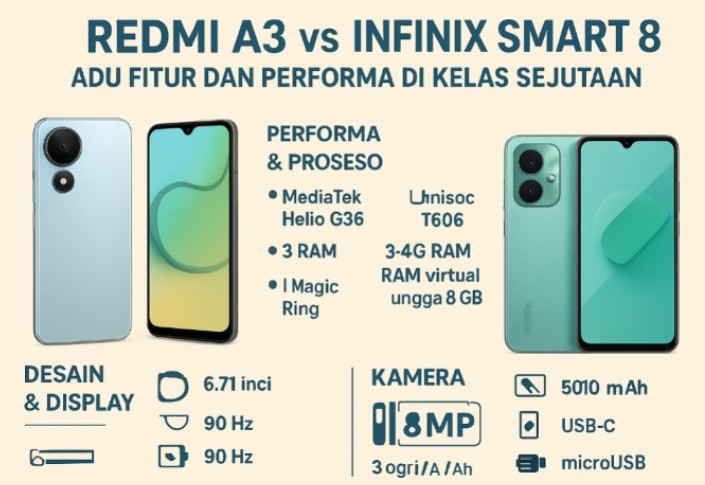 Infinix Smart 8 Versus Redmi A3: Adu Fitur dan Performa Ponsel Harga Sejutaan
