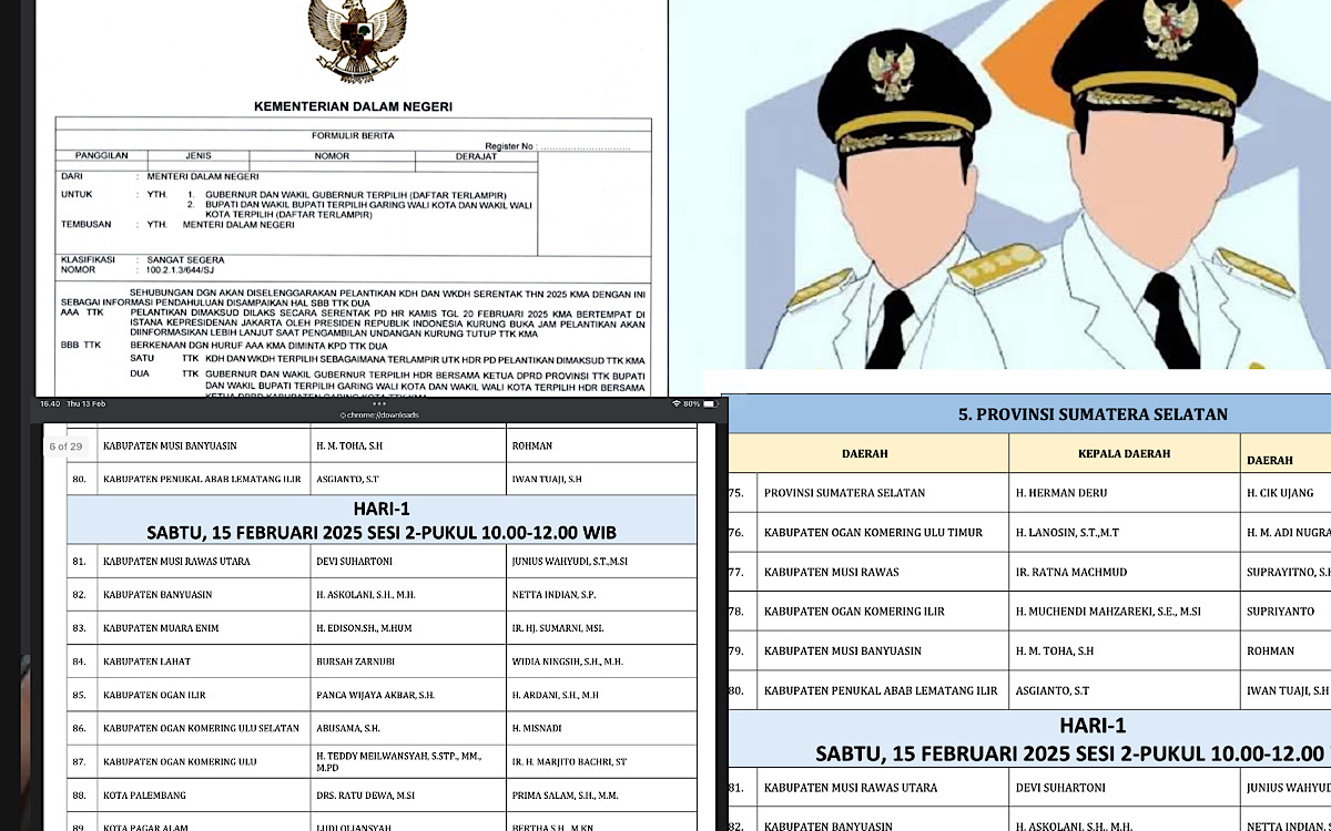 CATAT! Cek Kesehatan Jelang Pelantikan Gubernur Sumsel dan 16 Bupati Walikota Dibagi 2 Sesi 15 Februari 2025 