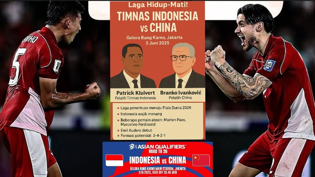 Prediksi Timnas Indonesia vs China 5 Juni 2025, Pertaruhan Terakhir Menuju Piala Dunia