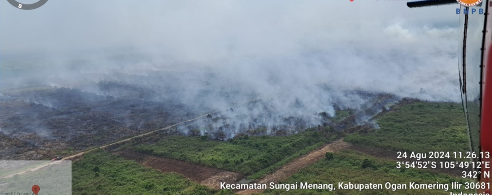 Pemadaman Karhutla di Sungai Menang OKI Milik Perusahaan Dibantu 4 Helikopter 