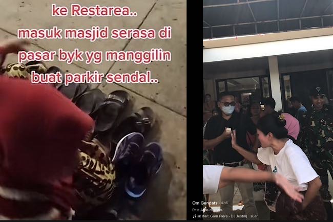 Viral…Profesi Baru Tukang Parkir Sandal di Rest Area Km 208 Cirebon, Pengunjung Merasa Risih dan Tidak Nyaman
