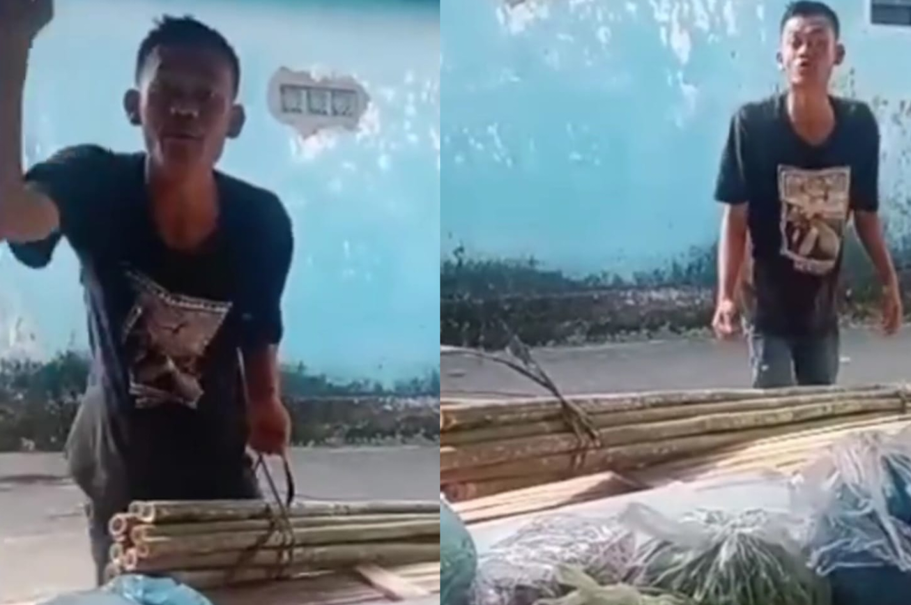 Viral! Pedagang Bambu Saling Maki dengan Pembeli, Gagal Transaksi, Warganet Orang Palembang Tak Sopan