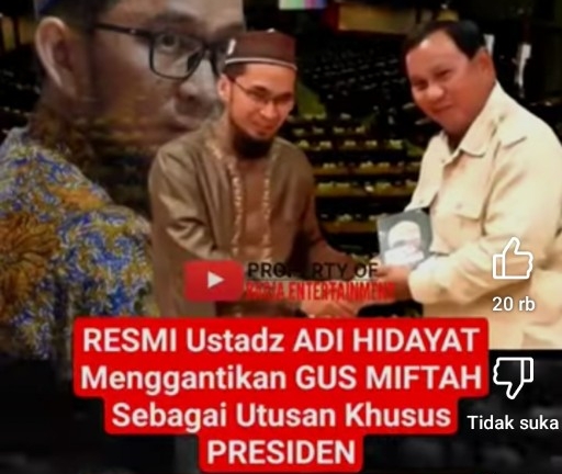 Ustadz Adi Hidayat Diisukan Jadi Pengganti Gus Miftah Sebagai Utusan Khusus Presiden, Warganet: Alhamdulillah