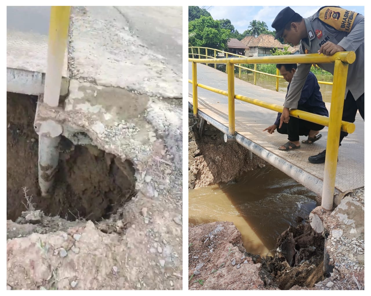 Oprit Jembatan Penghubung Lubuk Rukam-Muara Kumbang Ogan Ilir Longsor, Mobil Dilarang Melintas