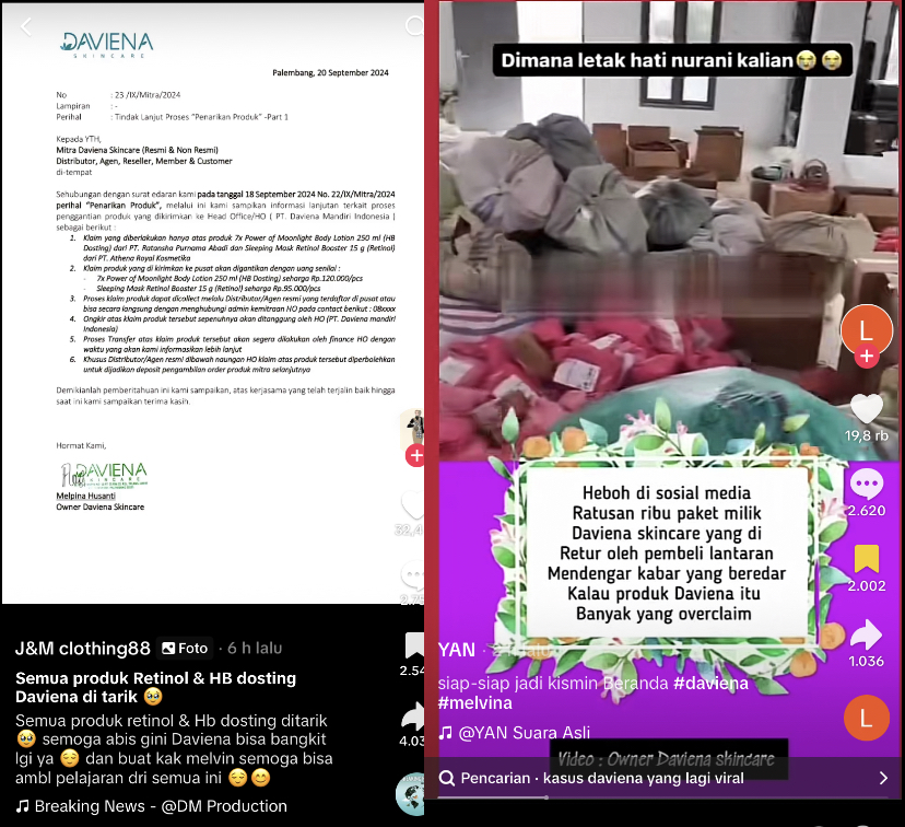 Gegara Ratusan Ribu Paket Daviena Skincare Ditarik, Tanda-tanda Bangkrut Kian Nyata?