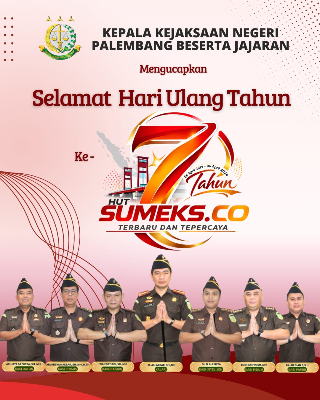 Kejari Palembang Mengucapkan Selamat HUT ke-7 SUMEKS.CO Tahun 2026