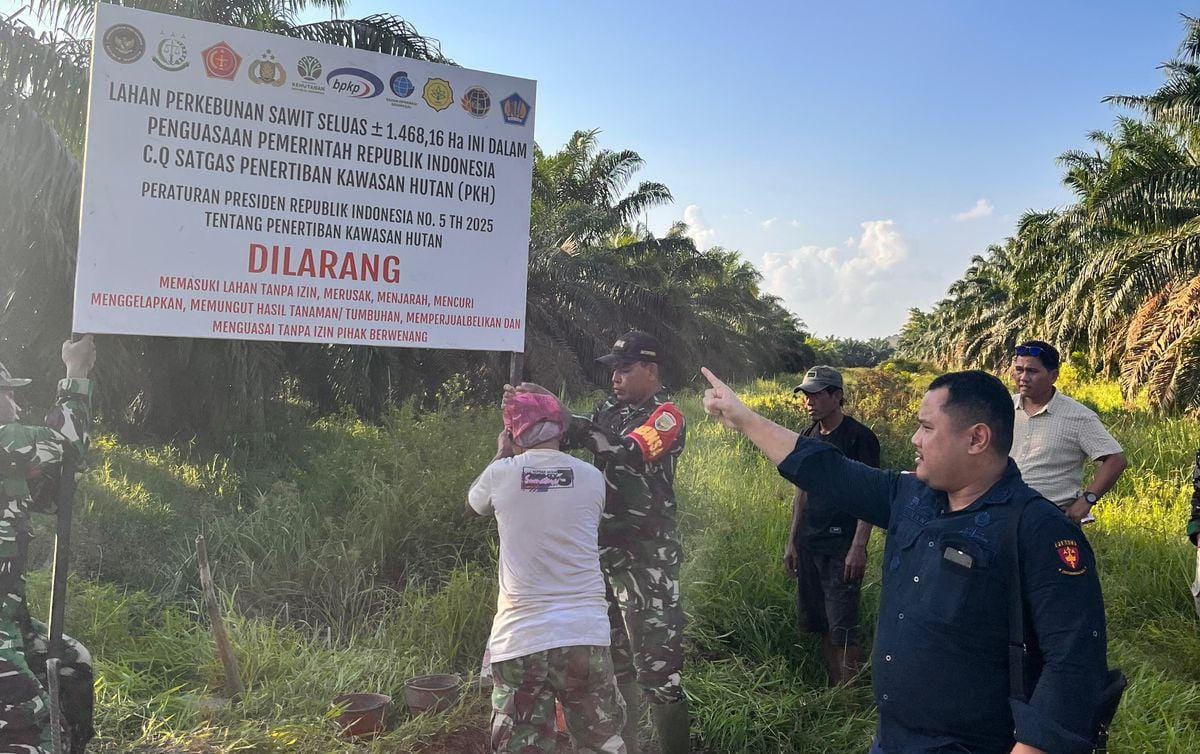 Melebihi Batas Lahan, Tim Satgas PKH Pasang Plang di PTPN 7 Betung Banyuasin