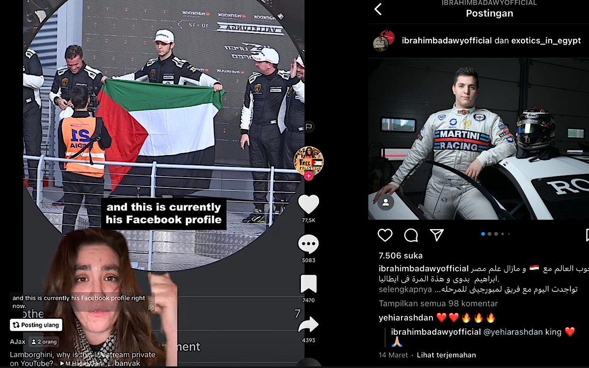 Pebalap Lamborghini Ibrahim Badawy Angkat Bendera Palestina Usai Menang Lomba, Livestreaming Mendadak Hilang!