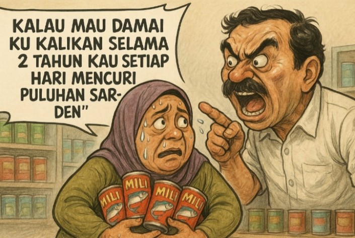 Geger Emak-Emak 2 Tahun Curi Puluhan Sarden Kepergok Pemilik Toko, Aksinya Bikin Geleng-Geleng Warganet