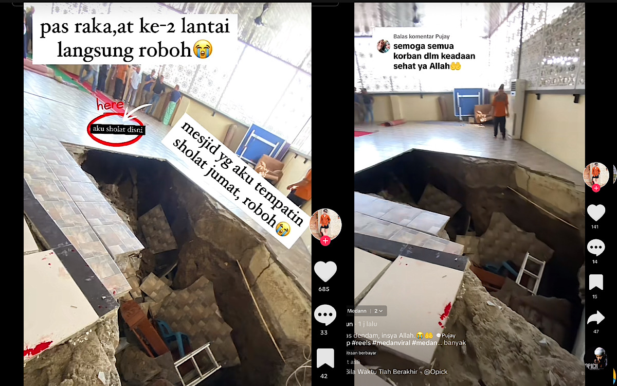 Lantai Masjid J City Tiba-tiba Amblas Saat Rakaat Kedua Salat Jumat, Netizen Doakan Para Korban Cepat Sembuh  